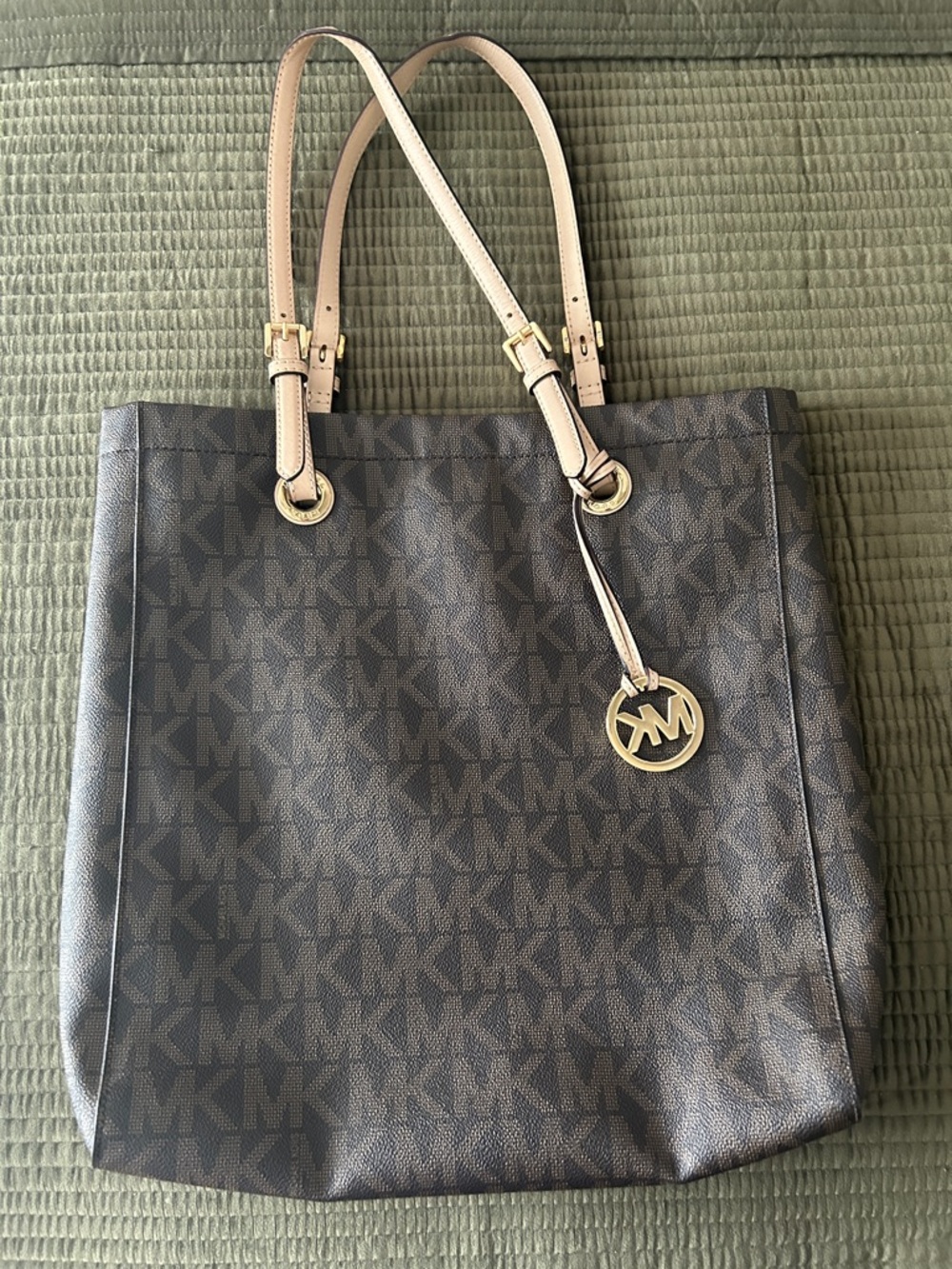 Michael Kors Jet Set Tote Bag, specifically the Signature PVC model in brown